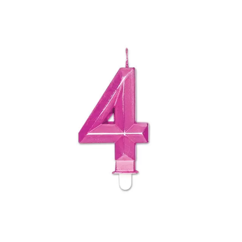 Candelina Diamant Fucsia Metal 9 cm numero 4 72884