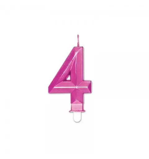 Candelina Diamant Fucsia Metal 9 cm numero 4 72884