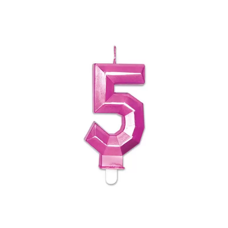Candelina Diamant Fucsia Metal 9 cm numero 5 72885
