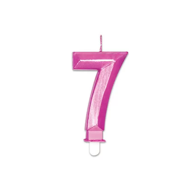 Candelina Diamant Fucsia Metal 9 cm numero 7 72887