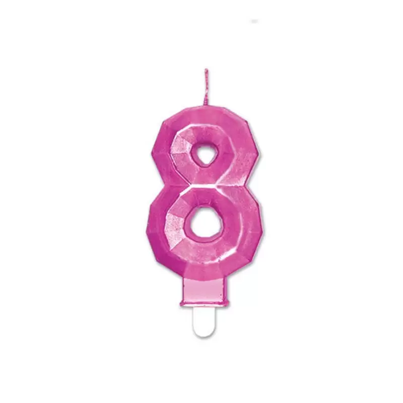 Candelina Diamant Fucsia Metal 9 cm numero 8 72888