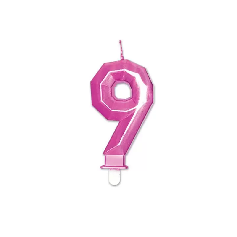 Candelina Diamant Fucsia Metal 9 cm numero 9 72889