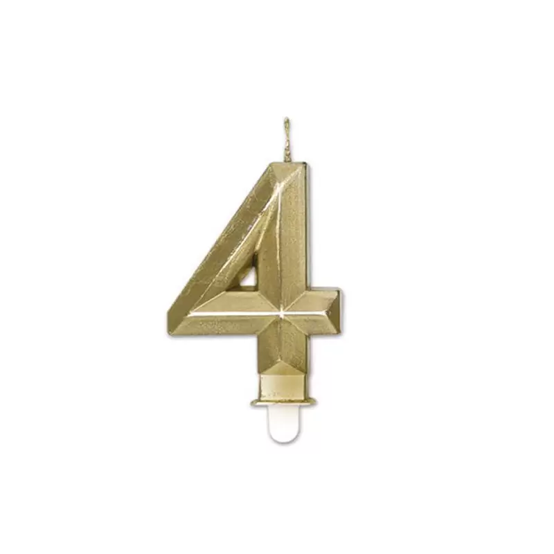 Candelina Diamant oro Metal 9 cm numero 4 72914