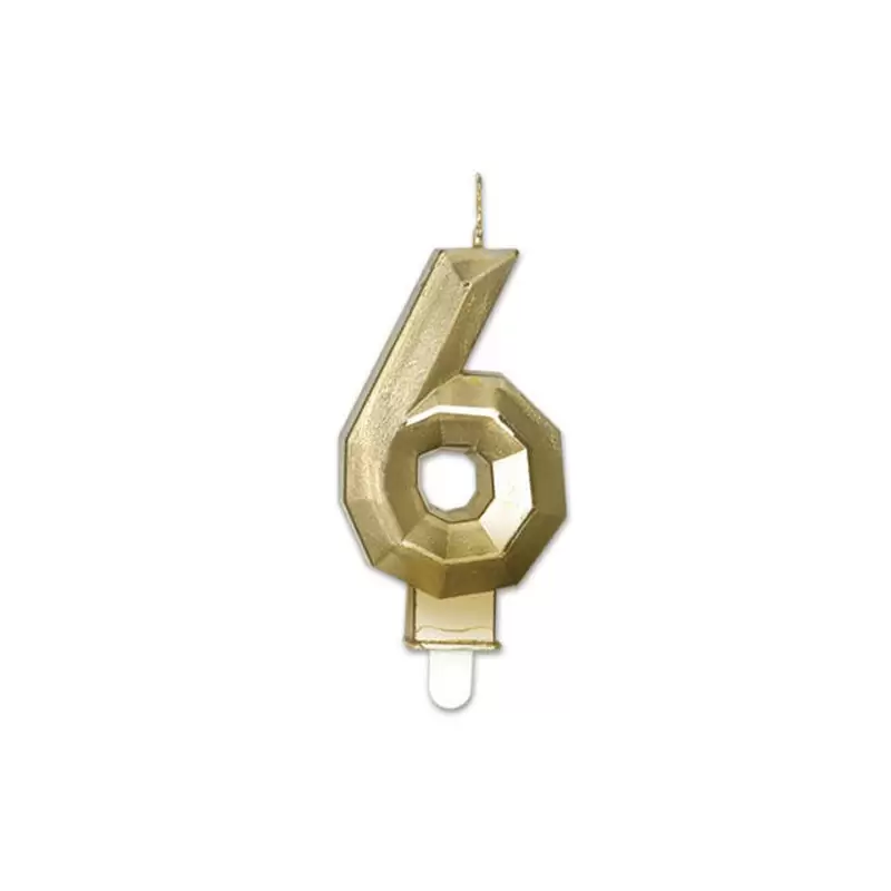 Candelina Diamant oro Metal 9 cm numero 6 72916