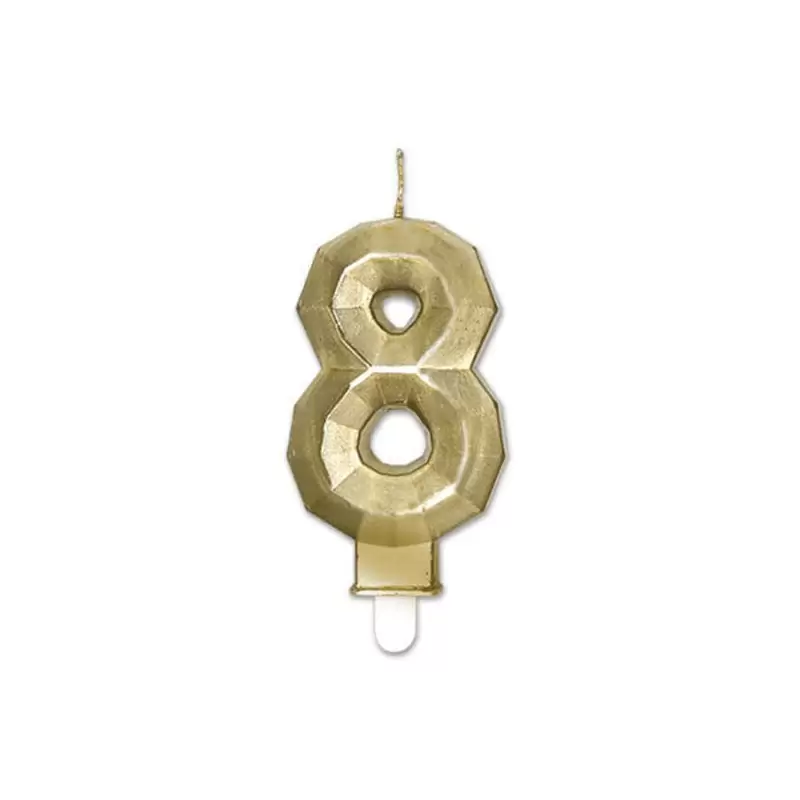 Candelina Diamant oro Metal 9 cm numero 8 72918