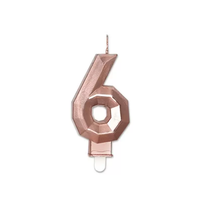 Candelina Diamant rose gold Metal 9 cm numero 6 72926