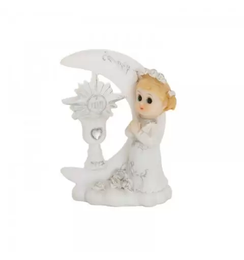 topper figura torta comunione per ragazze 9 cm bambina con luna KFF3D