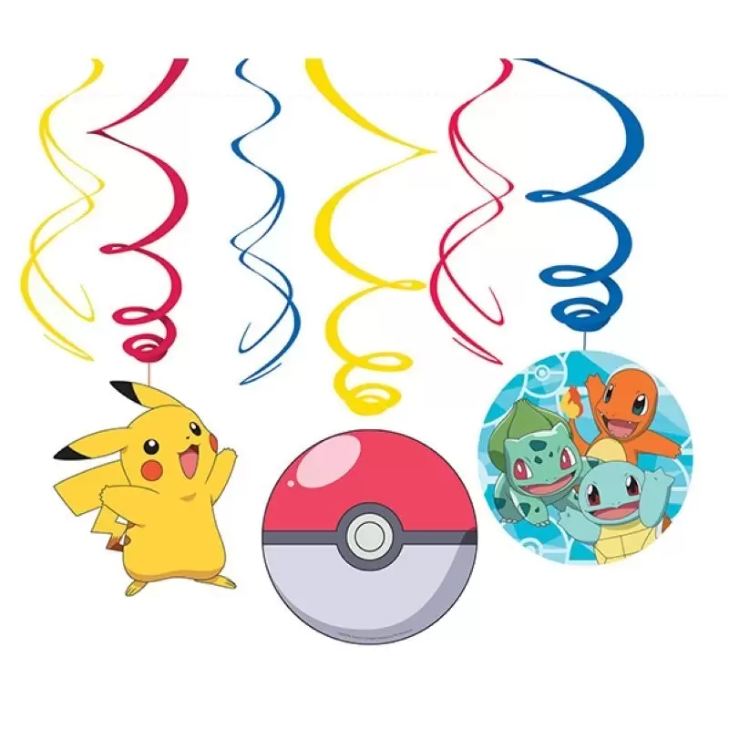 Confezione da 6 decorazioni a spirale  pokemon 9904830