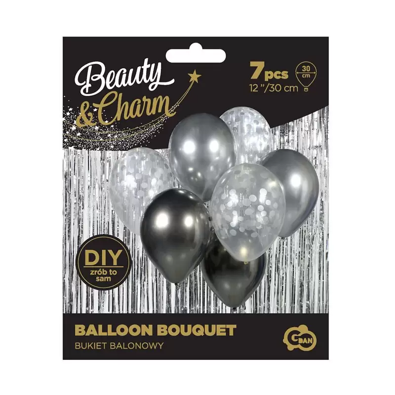 set 7 palloncini argento per comporre un bouquet 30 cm BB-SRG7