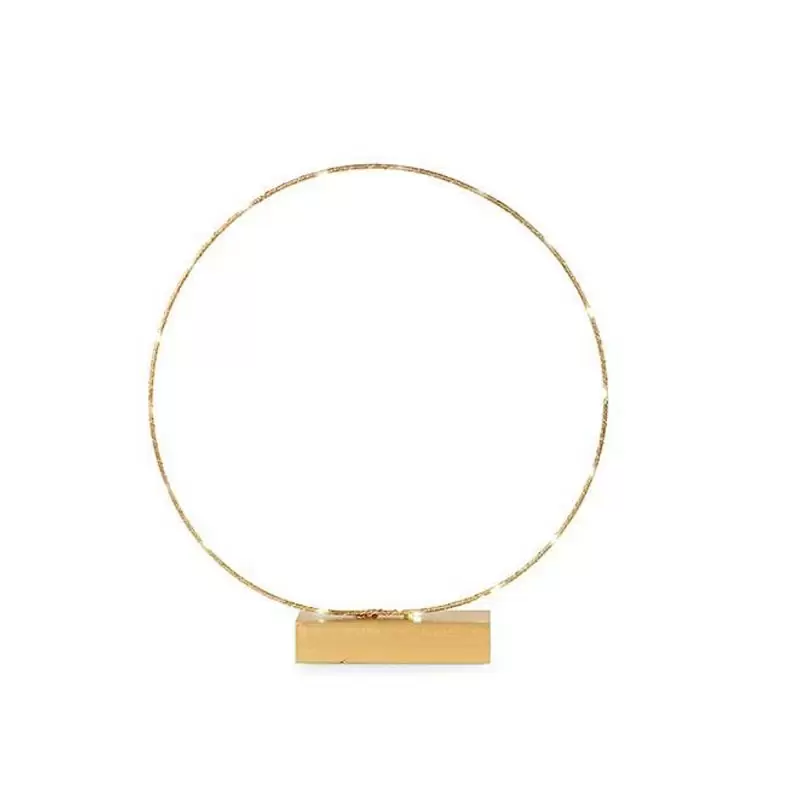 Cerchio oro su base con luci a led a batteria 27349M 46 x 48 cm