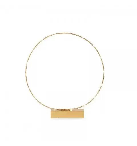 Cerchio oro su base con luci a led a batteria 27349M 46 x 48 cm