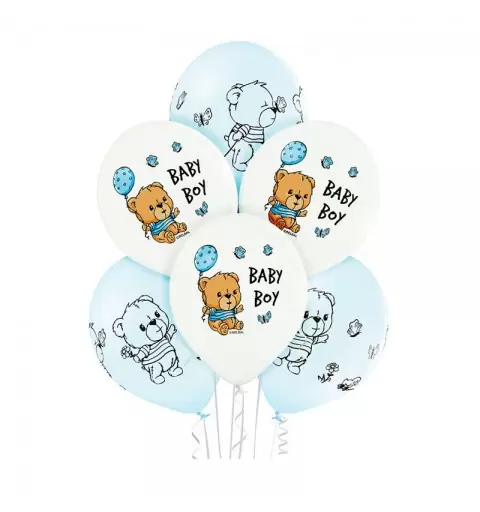 Palloncini in lattice 12 - 30 cm Orsetto Baby Boy 2 disegni assortiti 6 pz 5000671