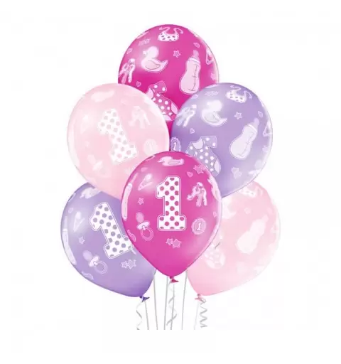 Palloncini lattice 12 - 30 cm Nr. 1 girl colori assortiti 6 pz 5000191