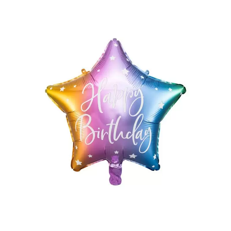 Palloncino foil Happy Birthday 40cm multicolor a forma di stella FB93-000