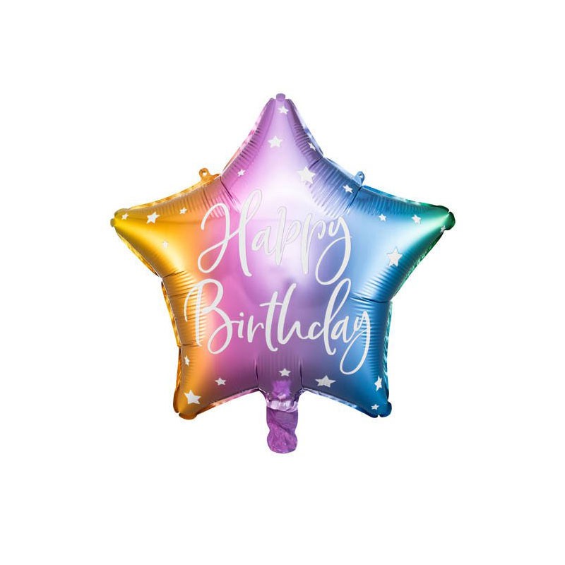 Palloncino foil Happy Birthday 40cm multicolor a forma di stella FB93-000