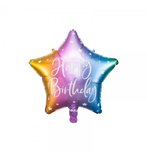 Palloncino foil Happy Birthday 40cm multicolor a forma di stella FB93-000
