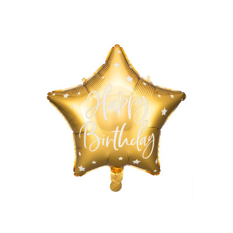 Palloncino foil Happy Birthday 40cm oro a forma di stella FB93-019