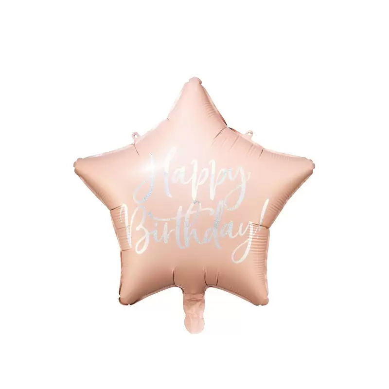 Palloncino foil Happy Birthday 40cm rosa cipria forma di stella FB93-081PJ