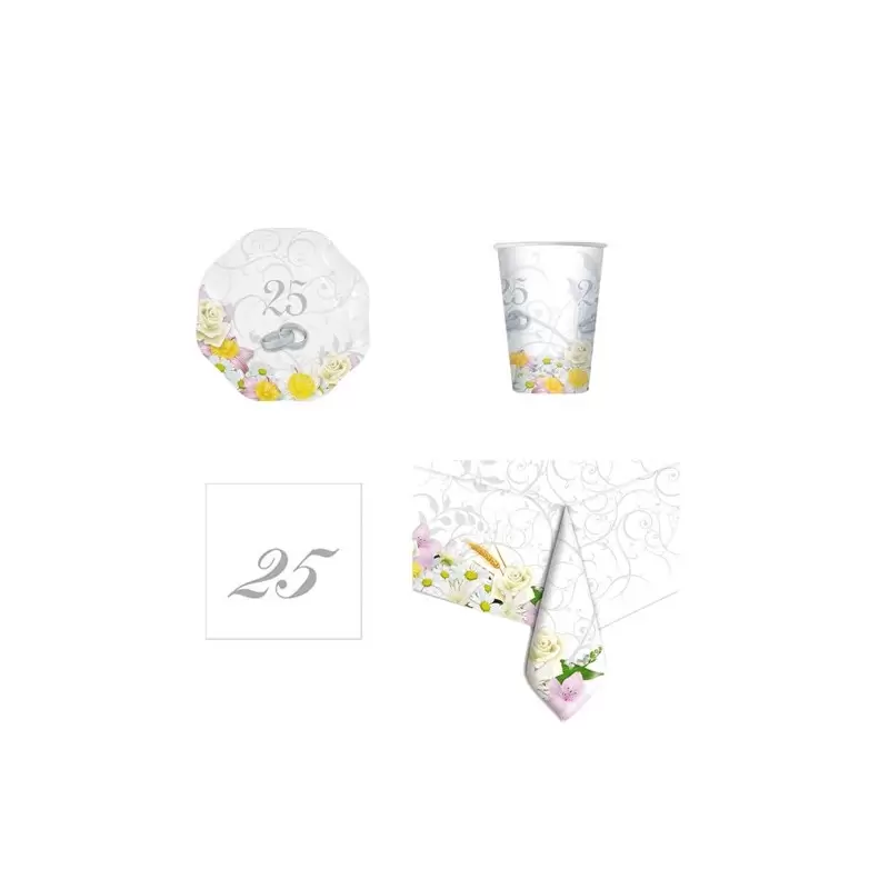 KIT N 3 COORDINATO 25 ANNI MATRIMONIO 