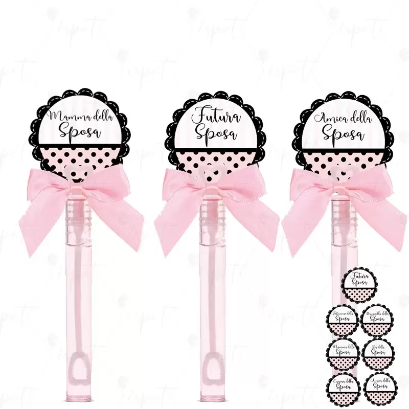 BOLLE DI SAPONE CUORE ADDIO AL NUBILATO POIS PINK - 24 PZ