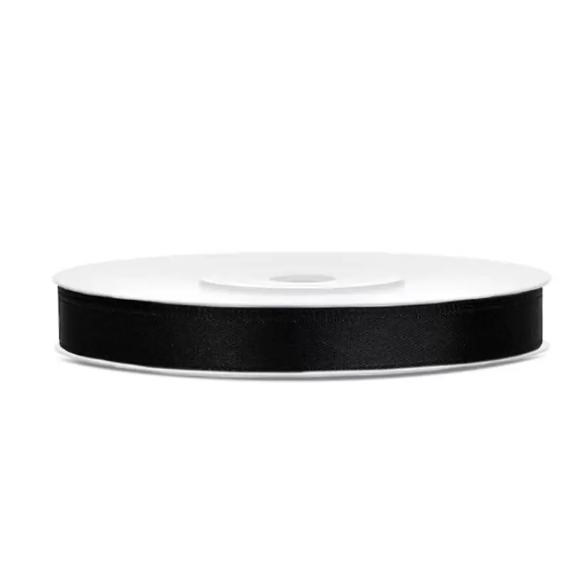 Nastrino Raso nero 6 mm x 25 m TS6-010