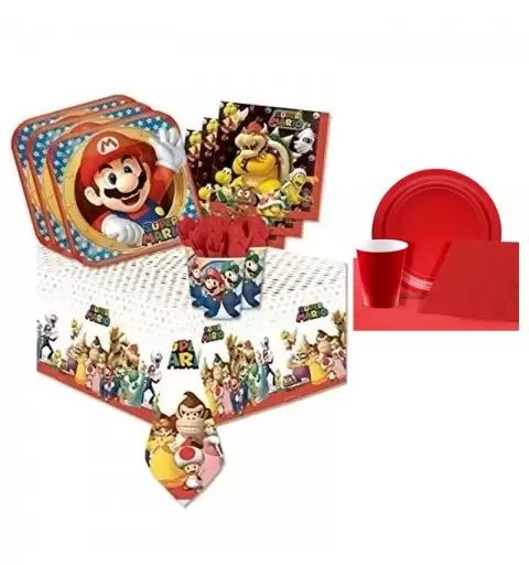 KIT N.7 COMPLEANNO MARIO RUN + MONOCOLORE ROSSO