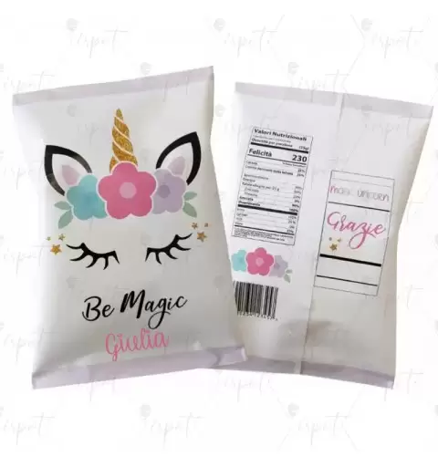 PATATINE UNICORNO BE MAGIC PERSONALIZZATE - 20 BUSTE