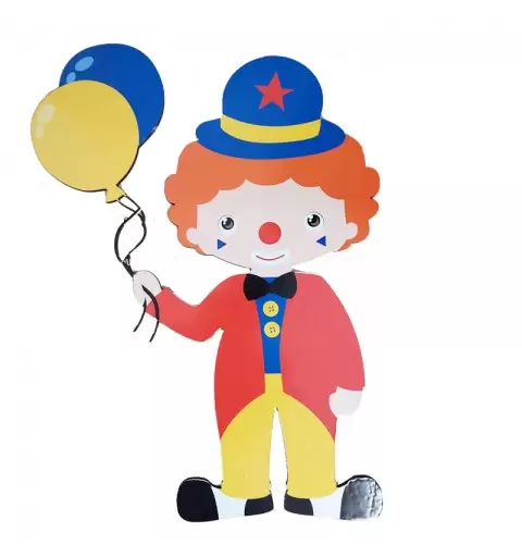 Sagoma 50 cm legno + vinile clown pagliaccio 1700