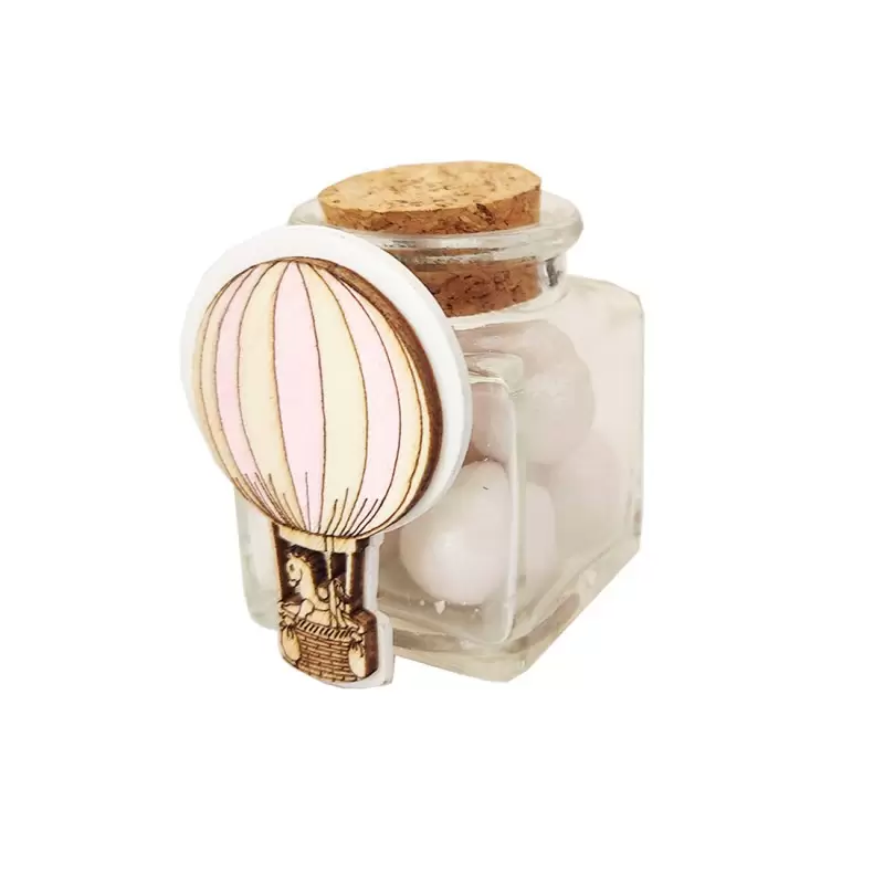 BOMBONIERE MONGOLFIERE ROSA CON BARATTOLINI - 24 PZ