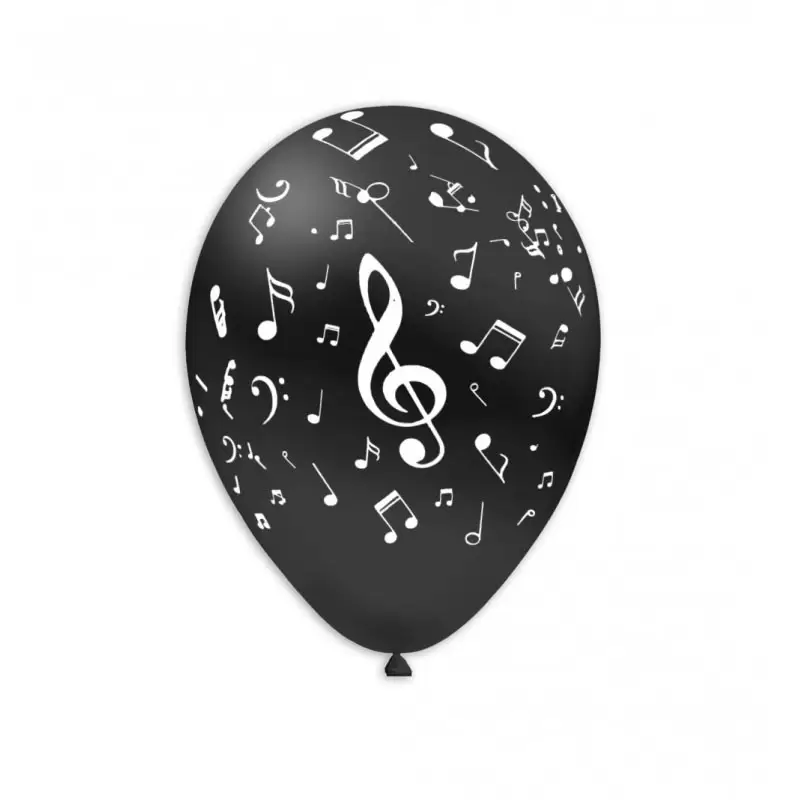 100 Palloncini 11/12 neri stampa bianca  Note Musicali GSD110 GLO-66/15-10
