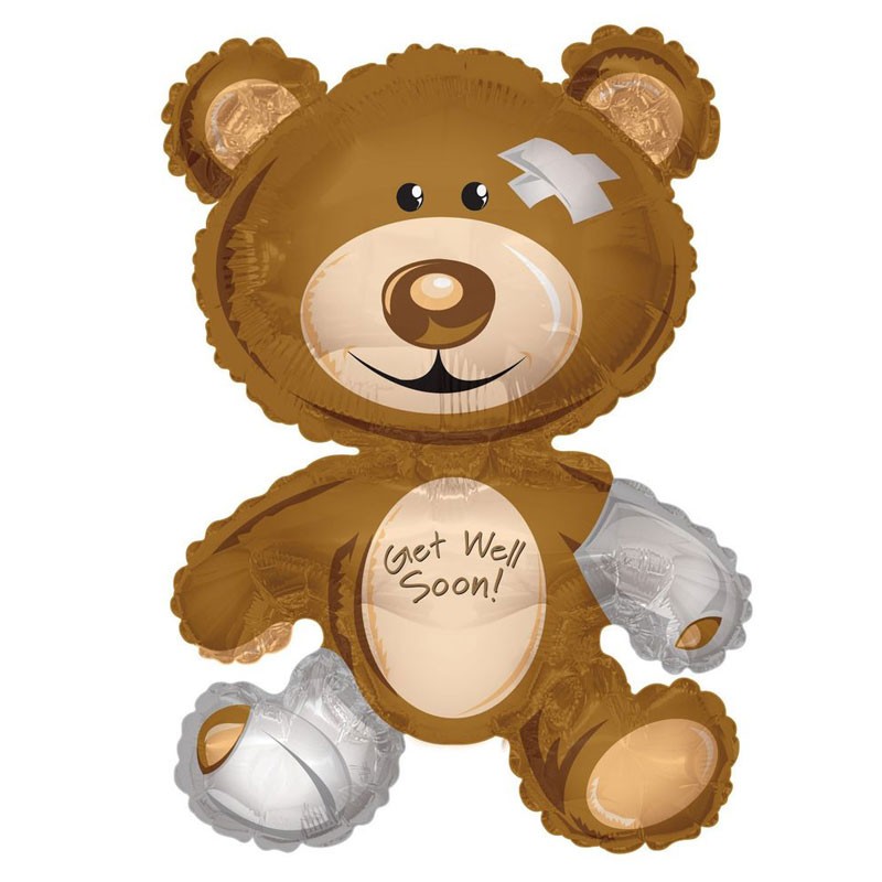 Palloncino Mylar a forma di orsetto con scritta Get Well Soon 36\'\' 90 cm 19157-36