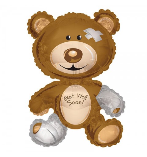 Palloncino Mylar a forma di orsetto con scritta Get Well Soon 36\'\' 90 cm 19157-36