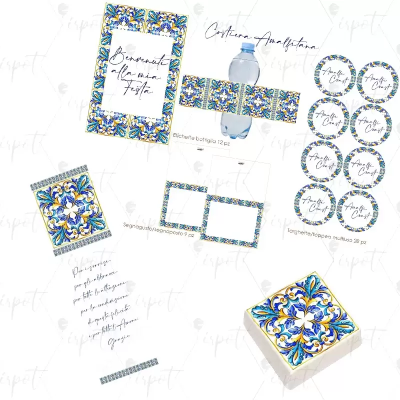 SET DI CARTA AMALFI MAIOLICHE CON MARSHMALLOW