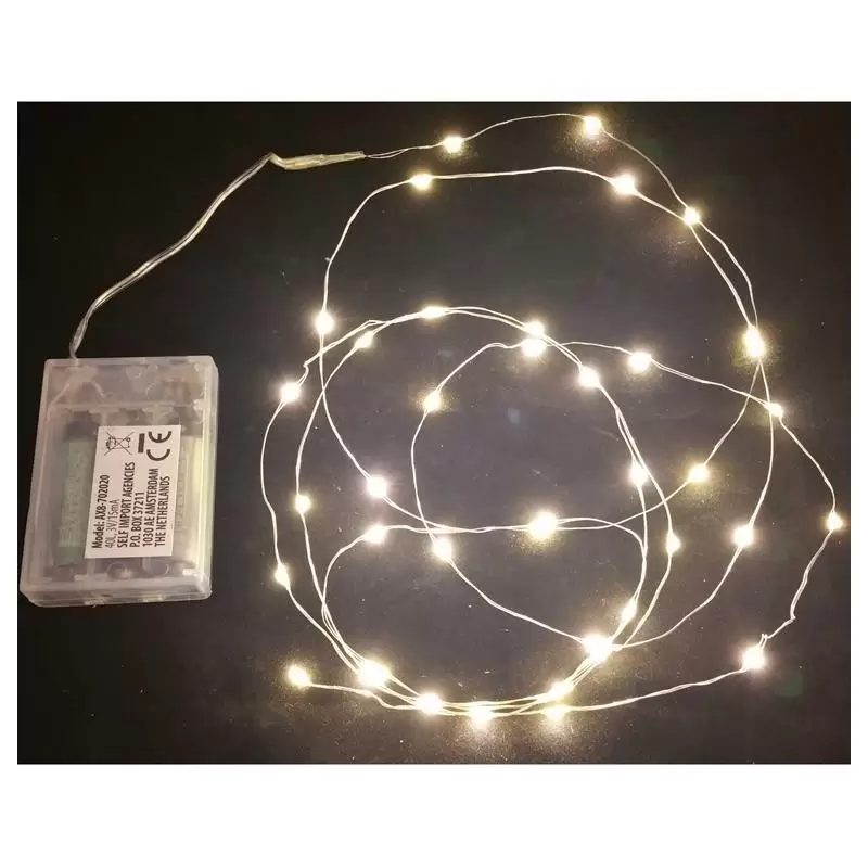 Catena di Luci micro Led a batteria 100 LED Bianco Caldo 255251