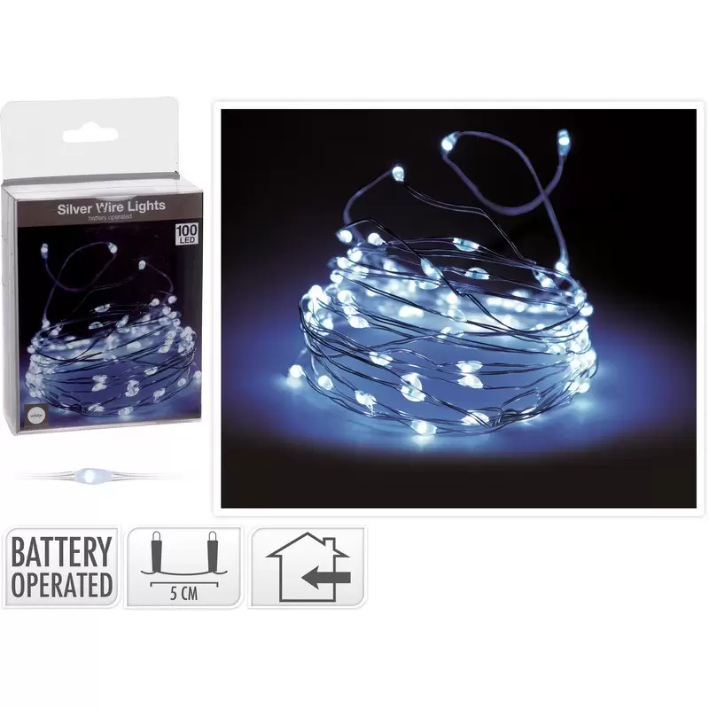 Catena di Luci micro Led a batteria 100 LED Bianco 242256