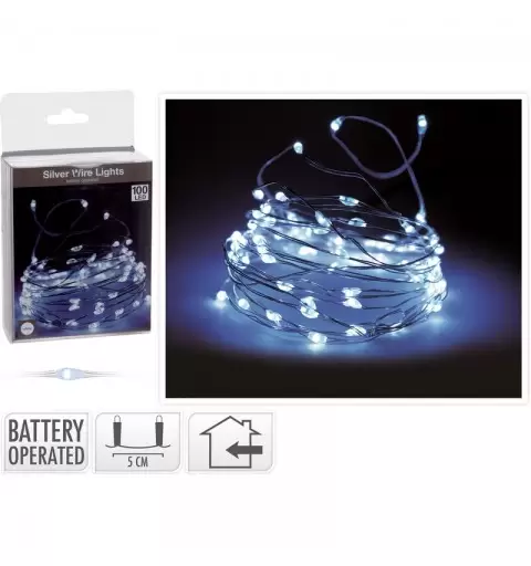 Catena di Luci micro Led a batteria 100 LED Bianco 242256