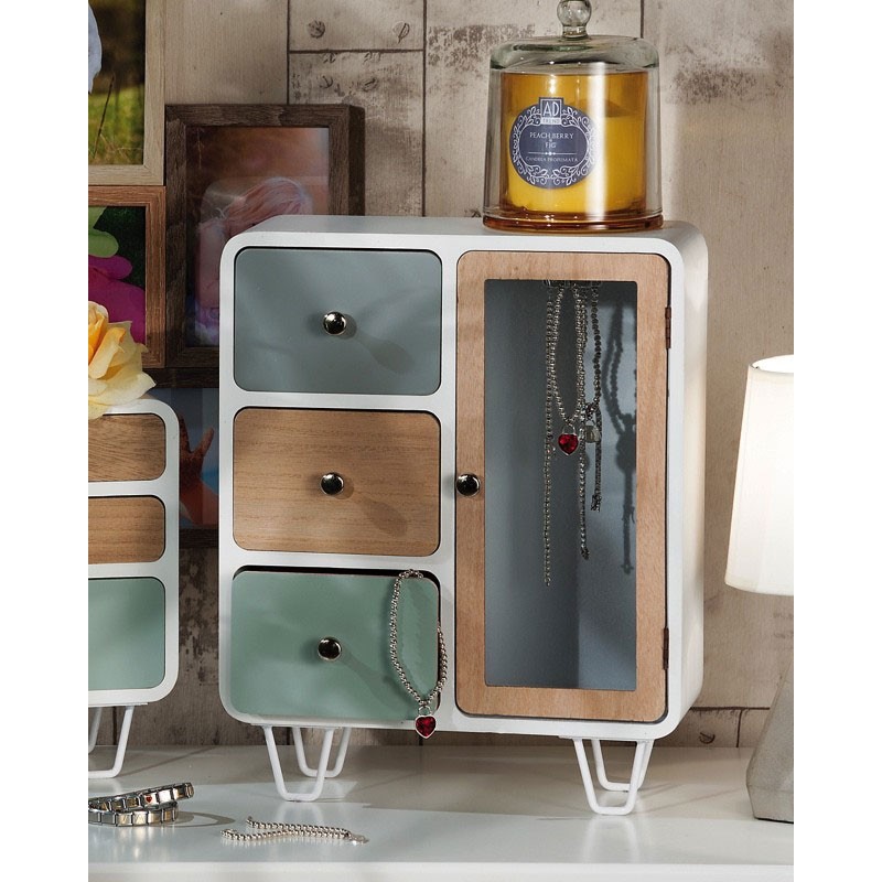Mobiletto in mdf con 3 cassetti e anta 28 x 11 h x 35 cm  49882