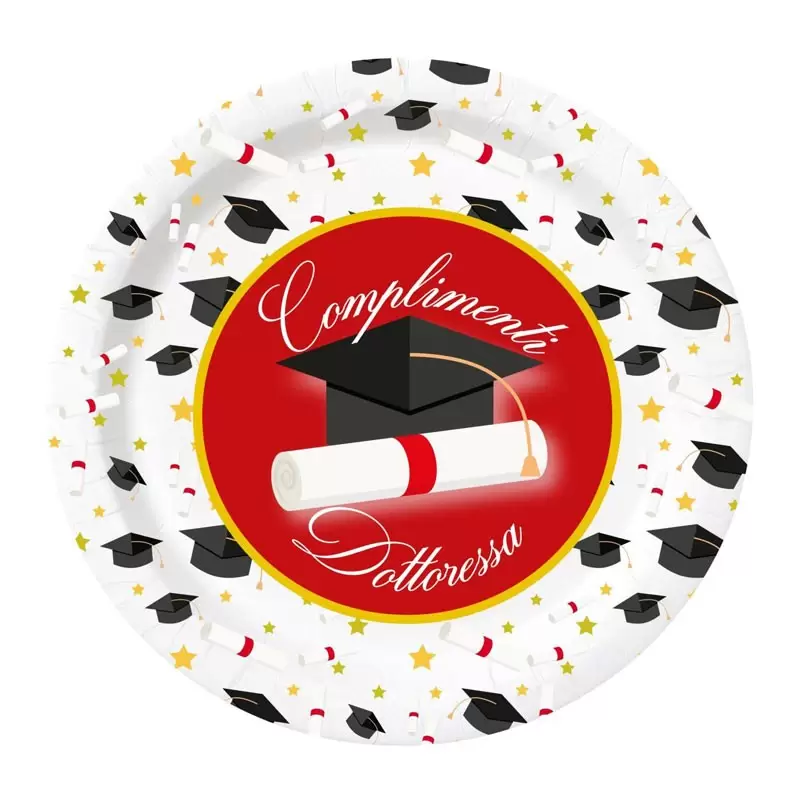 piatti in carta complimenti dottoressa laurea 23 cm 8 pz. BX36655