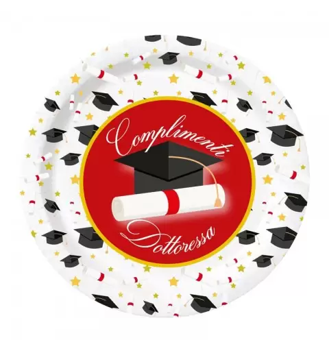 piatti in carta complimenti dottoressa laurea 23 cm 8 pz. BX36655