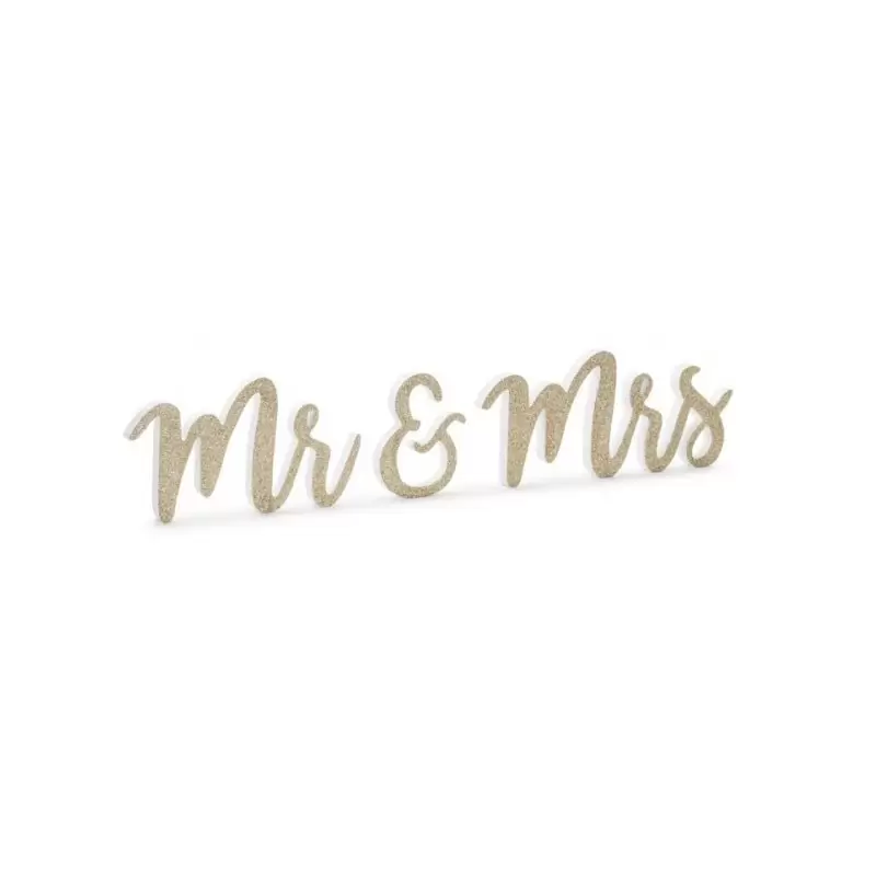 scritta in legno Mr & Mrs 50x10 cm glitter oro DN6-008-019B