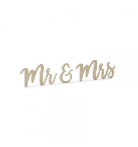 scritta in legno Mr & Mrs 50x10 cm glitter oro DN6-008-019B