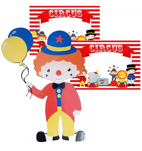 SAGOMA PAGLIACCIO IN LEGNO CON 20 SEGNAGUSTO CIRCO