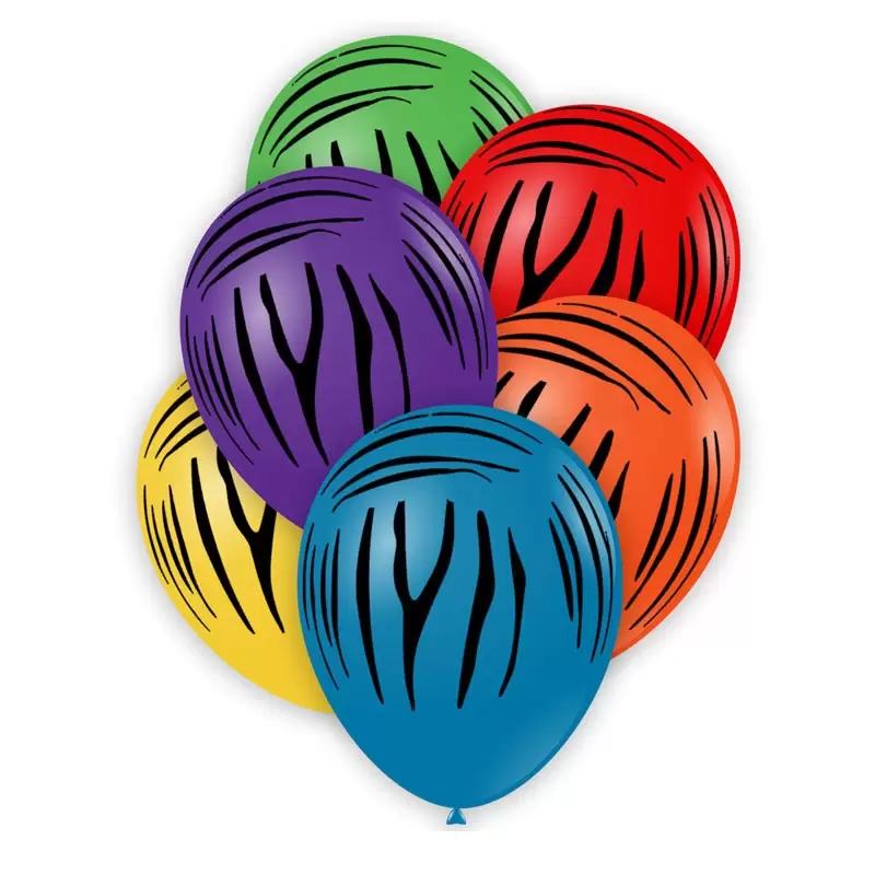 100 Palloncini 11/12 30 cmmulticolor zebrati stampa nera globo GSD110 GLO-35