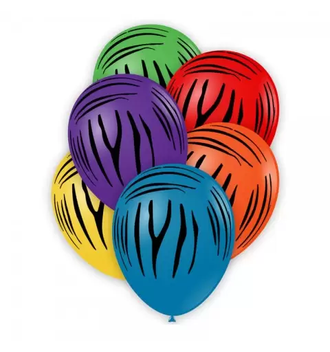 100 Palloncini 11/12 30 cmmulticolor zebrati stampa nera globo GSD110 GLO-35
