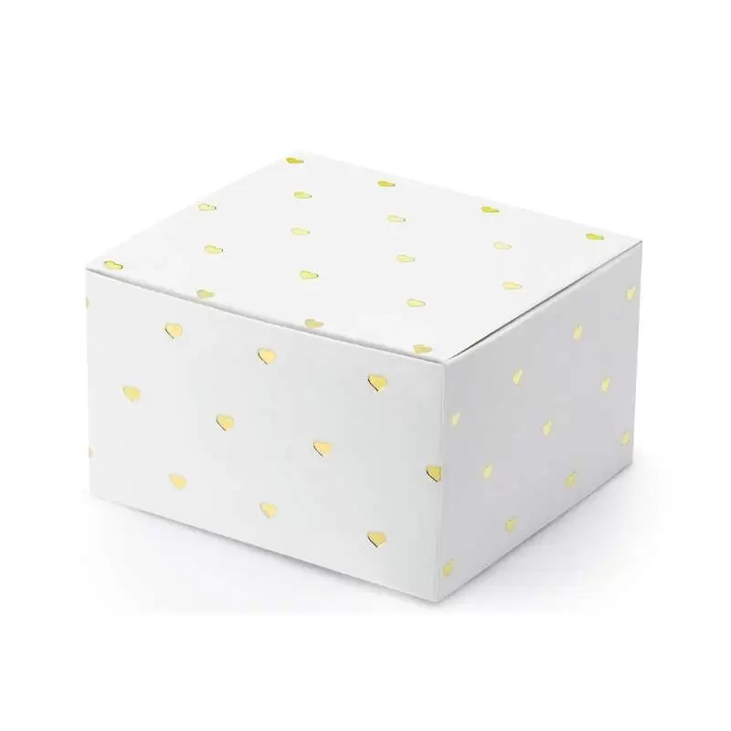 Scatoline bianchi con cuori oro - 20 pz
