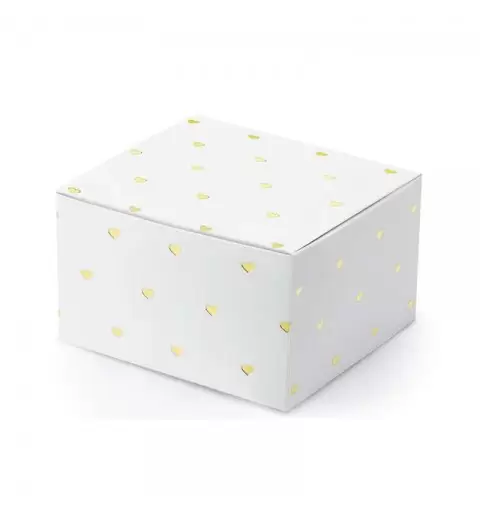 Scatoline bianchi con cuori oro - 20 pz