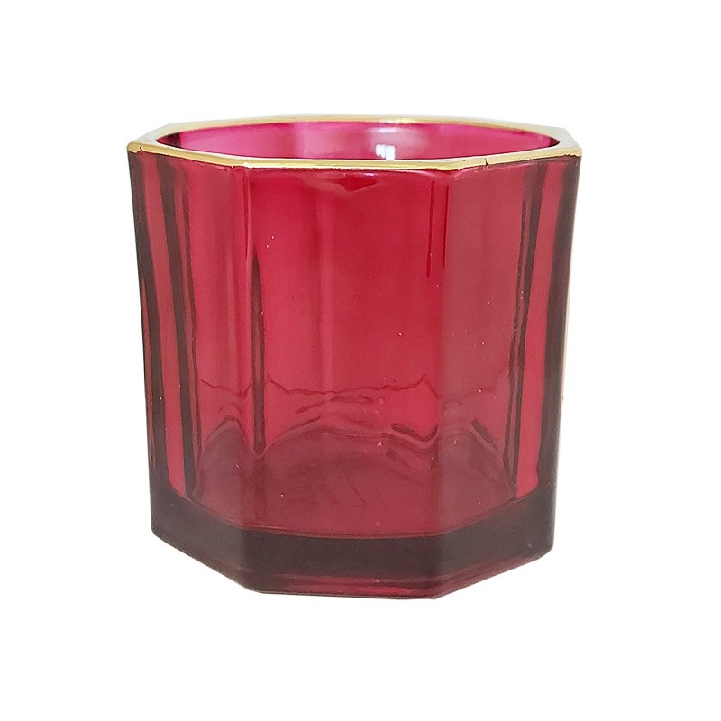 Porta candele t-light 5 x 7 h cm in vetro rosso 861961020