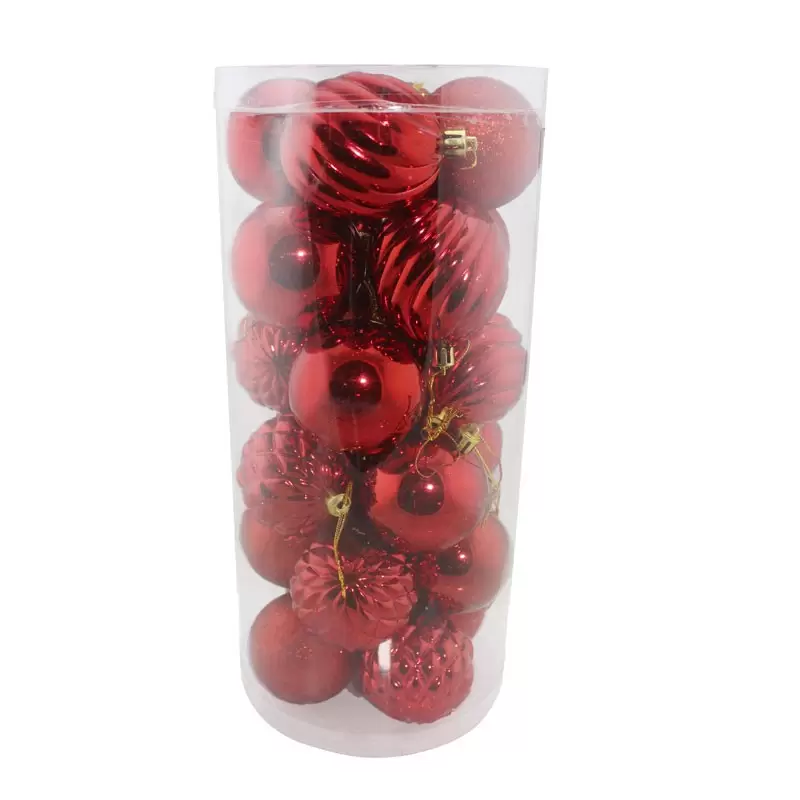 24 palline per albero di natale mix rosse 87309