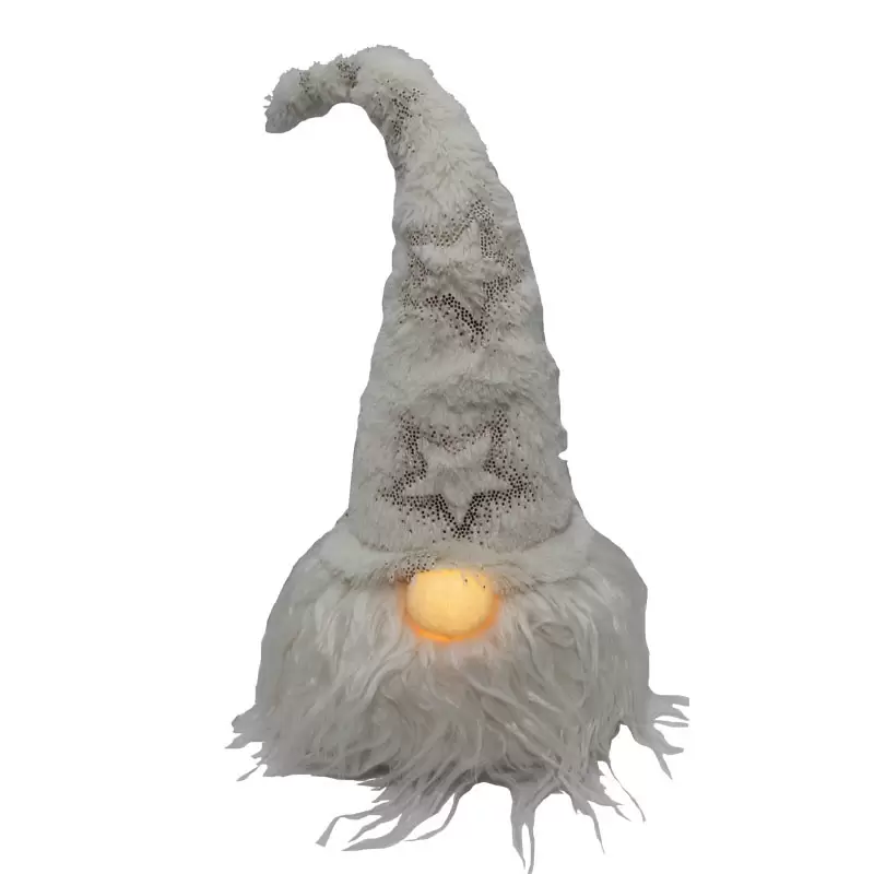 testa gnomo bianco con naso luminoso 64326 42 cm