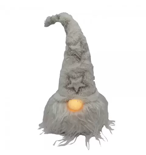 testa gnomo bianco con naso luminoso 64326 42 cm
